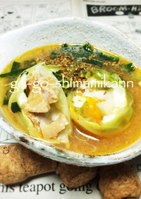 シーチキンと冷凍卵のロールキャベツスープ
