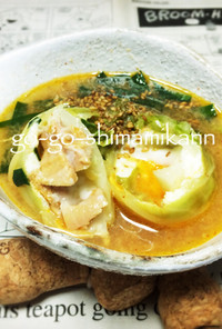 シーチキンと冷凍卵のロールキャベツスープ