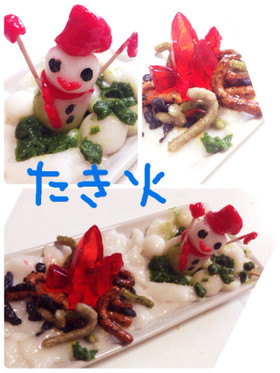 Xmas☆焚き火とコケと雪だるま