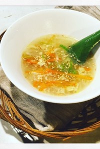 風邪に最強！葱と人参と生姜のかき玉スープ