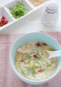 中華風☆豆腐とネギの豆乳スープ