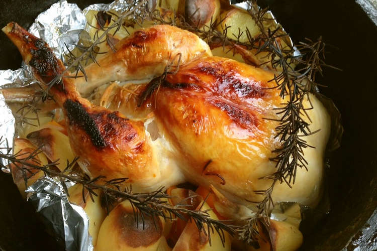 ダッチオーブンで丸鶏 アウトドアに レシピ 作り方 By チームtone クックパッド