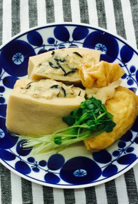 鶏つくねの巾着 と 高野豆腐の挟み煮