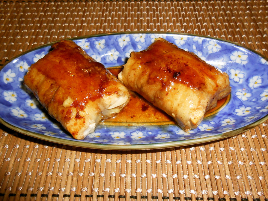 豆腐の肉巻きネギ生姜サンドぽん酢照り焼きの画像