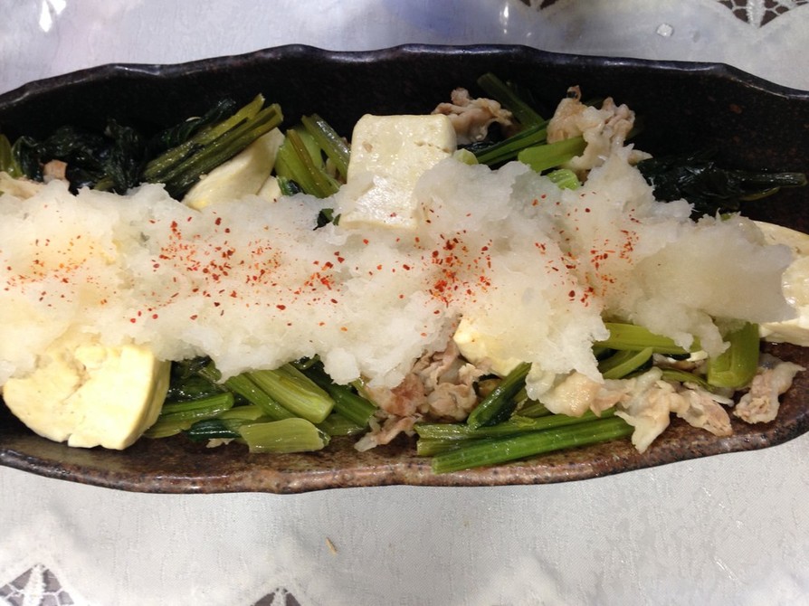 簡単❗️ 小松菜と豚肉と豆腐のポン酢がけの画像