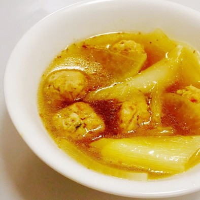 鍋の余り物で♬ぽかぽか鶏つくねスープ♡の写真