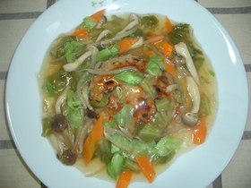 もやしそバーグの野菜あん