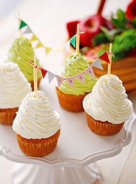 クリスマスツリーのカップケーキのレシピ