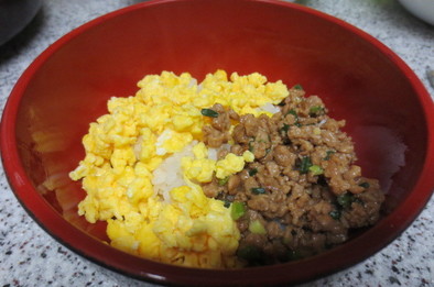 大豆のお肉でそぼろ丼の写真