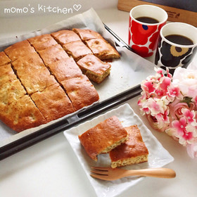 型なし簡単♡バナナと紅茶の天板ケーキ