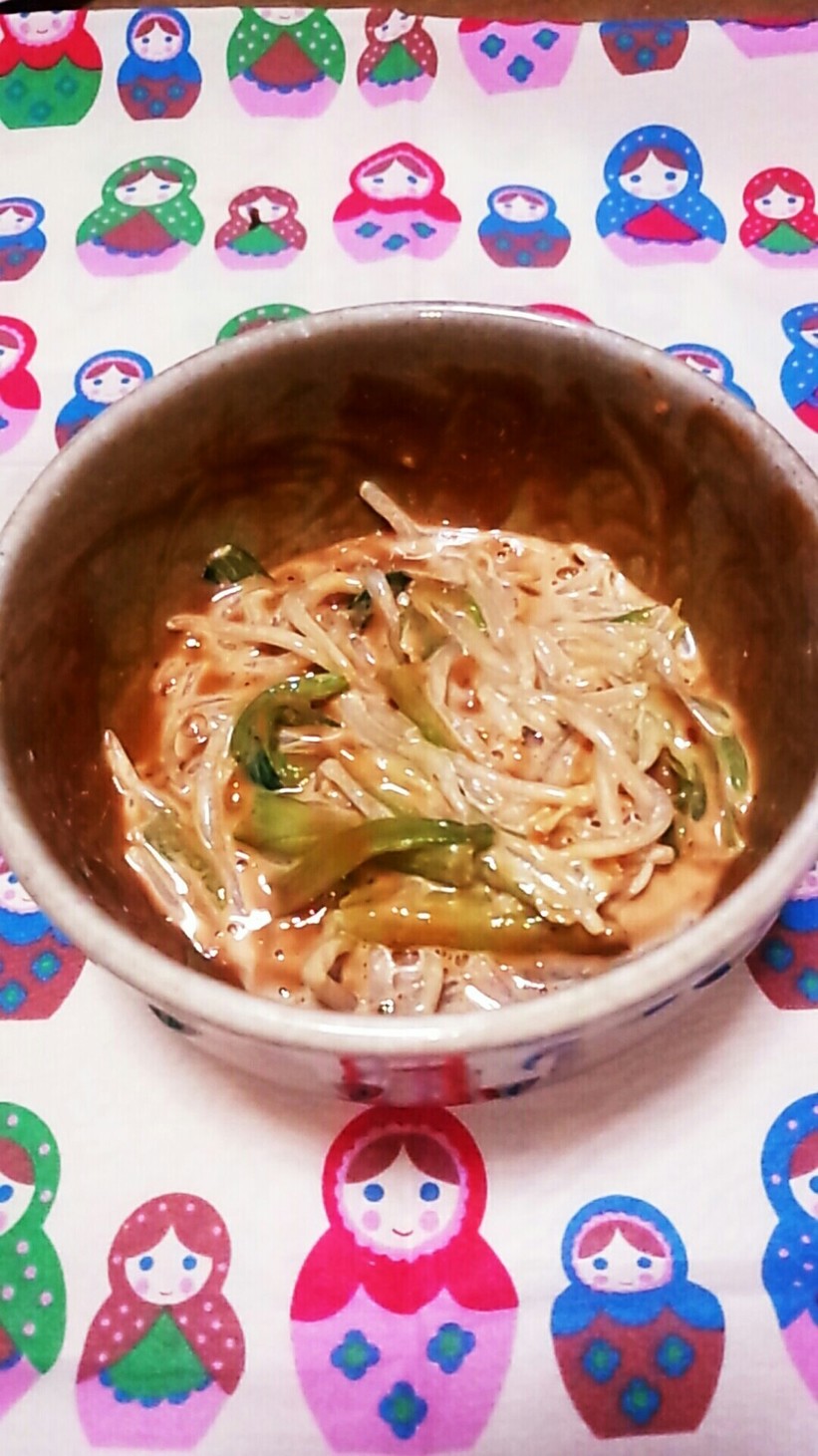モヤシと小松菜（茎）の味噌マヨ和えの画像