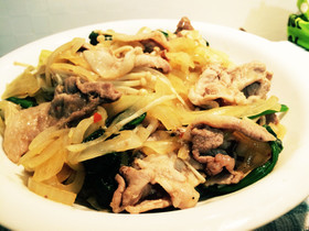 【簡単】豚バラ肉の野菜ポン酢炒め