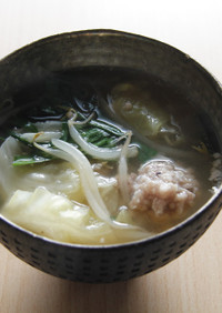 生姜とニンニクでぽかぽか肉団子スープ
