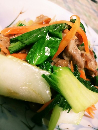 生姜香る豚肉とチンゲンサイの中華風炒めの写真