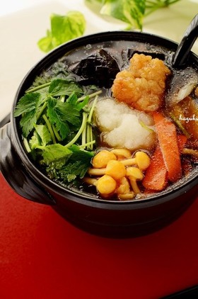 から揚げリメイク☆具沢山みぞれ鍋