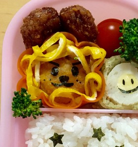 かわいいお弁当♡唐揚げ&卵焼きライオン