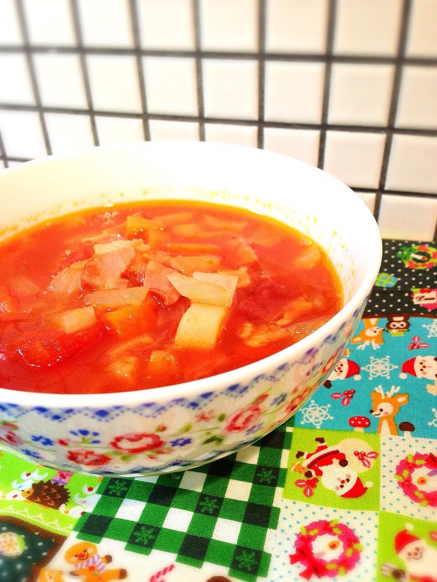 冬☆6種の野菜とベーコンのスープの画像