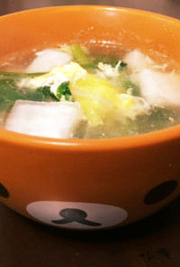カブとチンゲン菜でふわふわ卵スープ