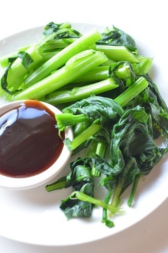 香港　中国野菜を茹でた1皿の画像