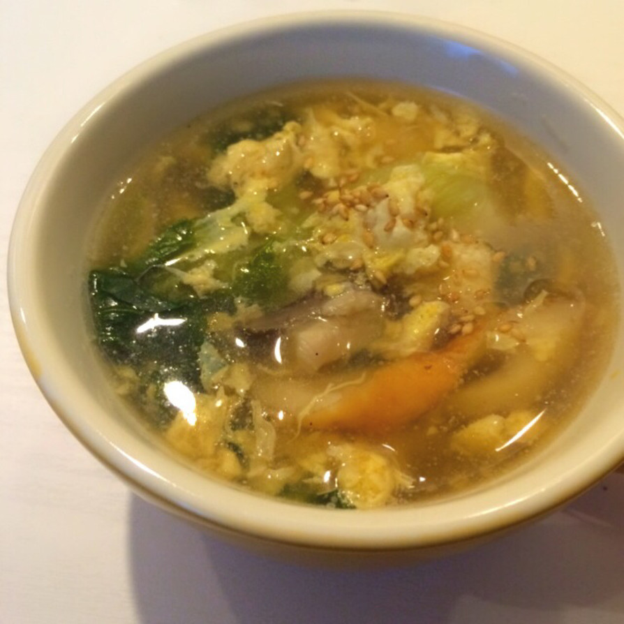 ＊チンゲン菜と竹輪のふわとろ卵スープ＊の画像