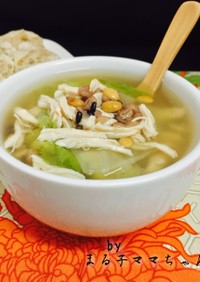 雑穀豆入❤️ささ身レタス中華スープ
