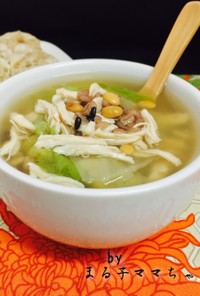 雑穀豆入❤️ささ身レタス中華スープ