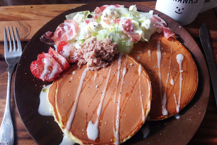 朝食やランチに サラダパンケーキ レシピ 作り方 By Nounours クックパッド 簡単おいしいみんなのレシピが352万品