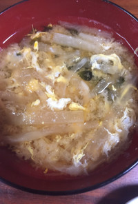 大根とハム・ワカメ・卵の味噌汁