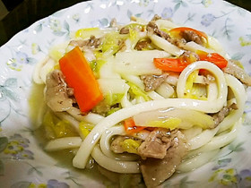 豚バラ白菜のあんかけうどん