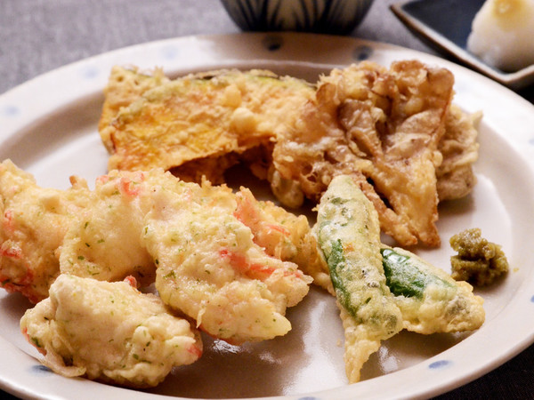 とり磯辺揚げと秋野菜の天ぷら