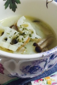 れんこんと柚子胡椒の白味噌スープ