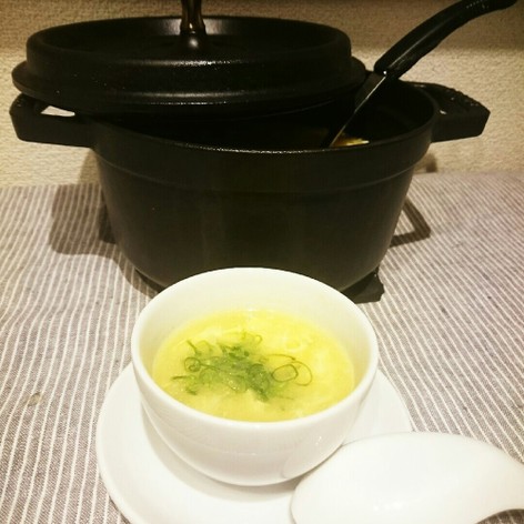 創味シャンタンDXで 中華風コーンスープ