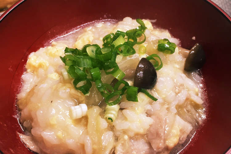 白菜ミルフィーユ鍋の残りでおじや レシピ 作り方 By Aym0530 クックパッド