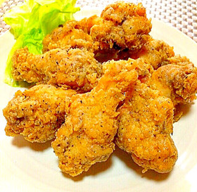 天ぷら粉でフライドチキン黒胡椒味KFC風