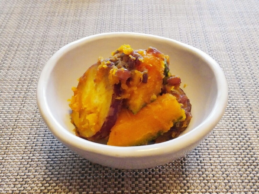 カボチャとさつま芋の小豆和えの画像