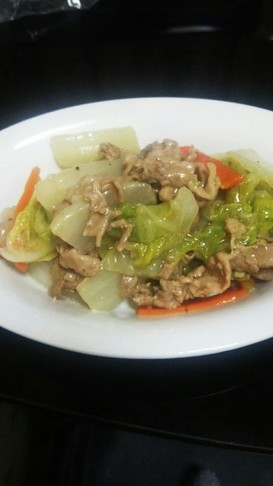 節約☆豚肉と白菜の塩あんかけ☆中華丼風