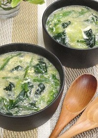 レタスとほうれん草の中華スープ