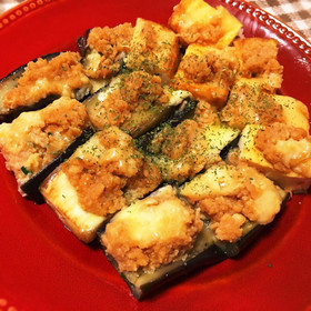 茄子と厚揚げの肉味噌チーズ焼き♡