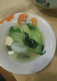 チンゲン菜 豆腐とシラタキの中華スープ