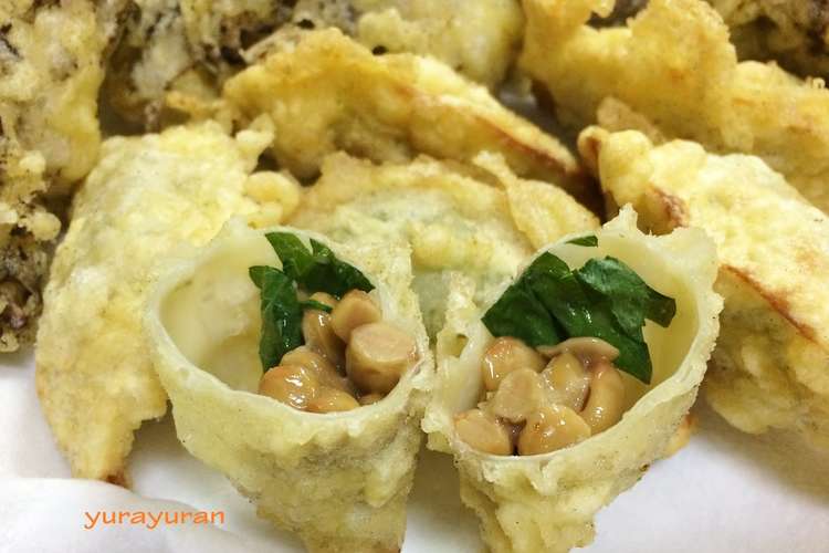 食感も楽しい 餃子の皮で納豆の天ぷら レシピ 作り方 By Yurayura クックパッド