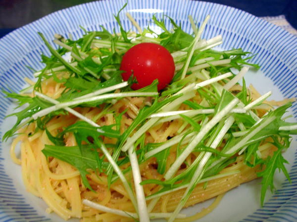 明太子と水菜の和風スパゲティーの画像