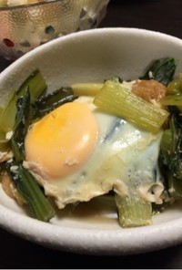 小松菜と油揚げの卵とじ