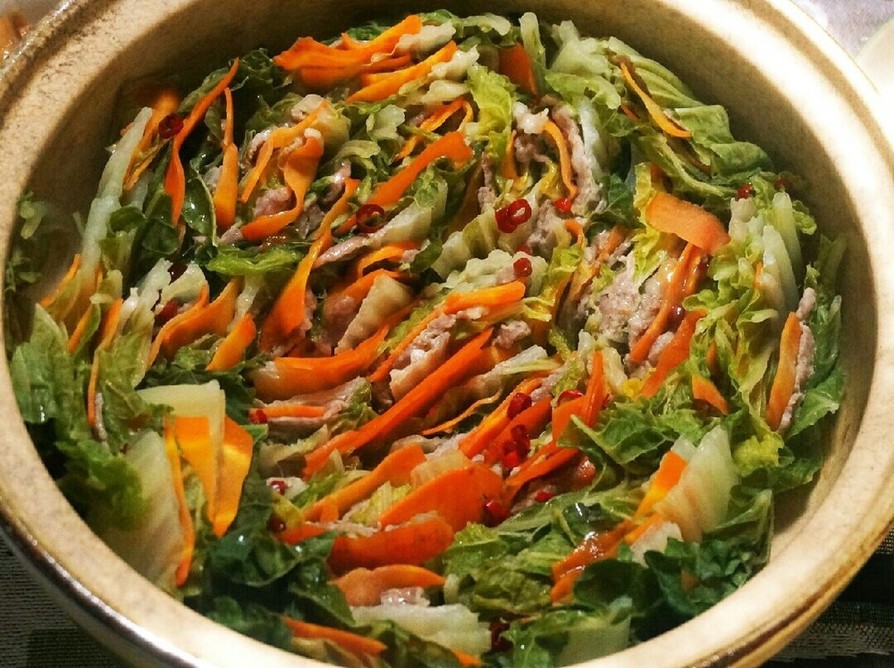 白菜と人参と豚肉の重ね鍋/創味シャンタンの画像