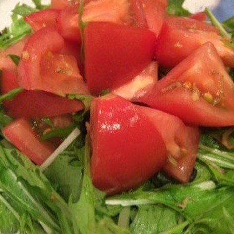 水菜・トマトのジャコサラダ