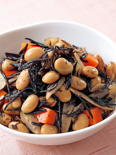 ドライパック缶レシピ：大豆とひじきの煮物の写真