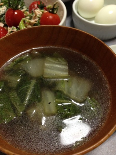 創味シャンタンで白菜の簡単スープの写真