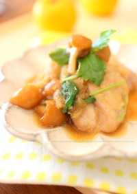 簡単☺柚子生姜鶏もも肉のなめこおろし煮