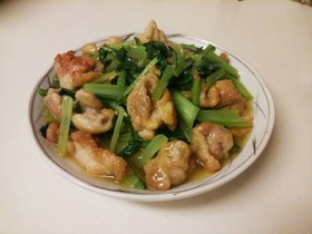 小松菜と鶏もも肉のシャンタン炒め