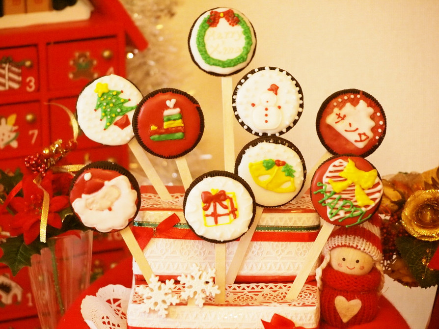 賑やかなアイシングクッキー　クリスマスの画像