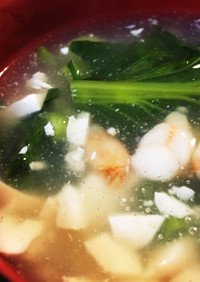 豆腐とエビの彩りスープ